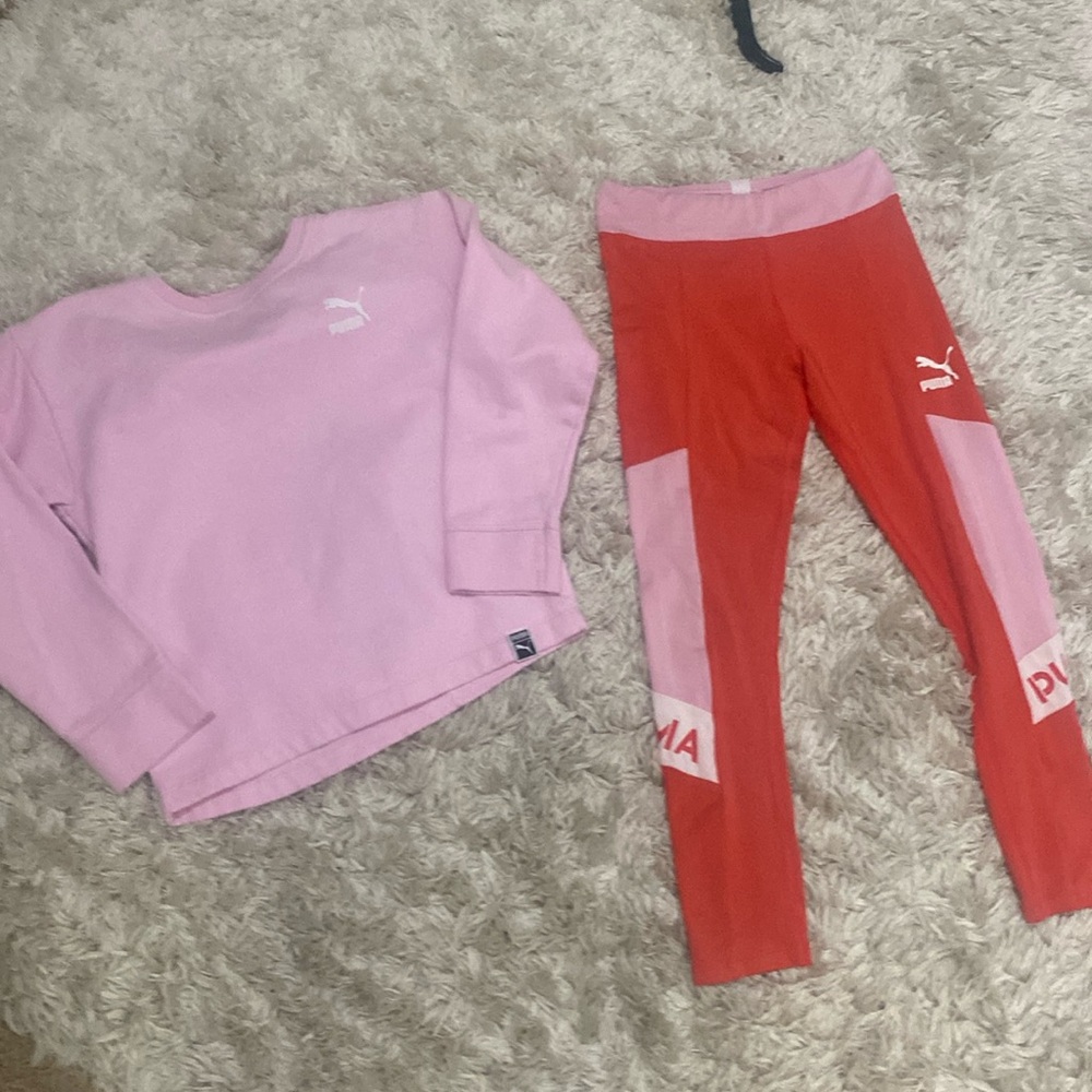 Puma two-piece. Leggings and sweatshirt. Girls small/size 7
